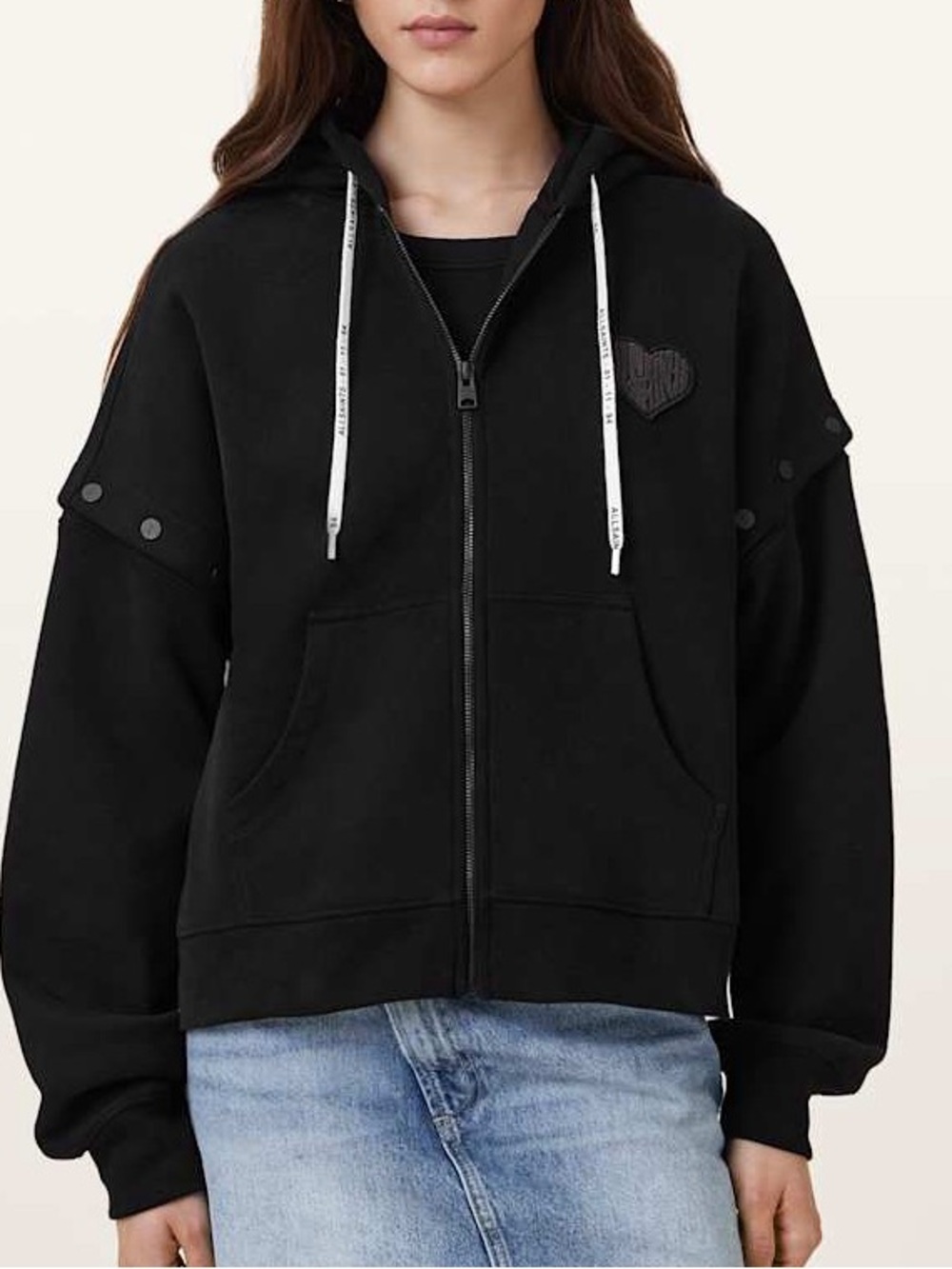 AllSaints Black Hoodie PATCHER LOGO AMPHIA